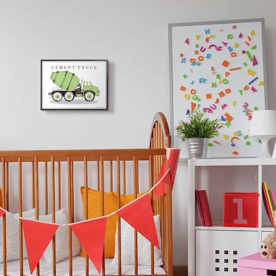 Stupell Industries Green Cement Truck Black Framed Wall Art